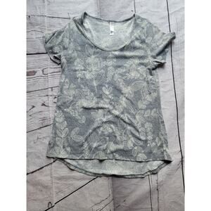 LuLaRoe Classic T Grey White/cream Floral Shirt Womens XXS